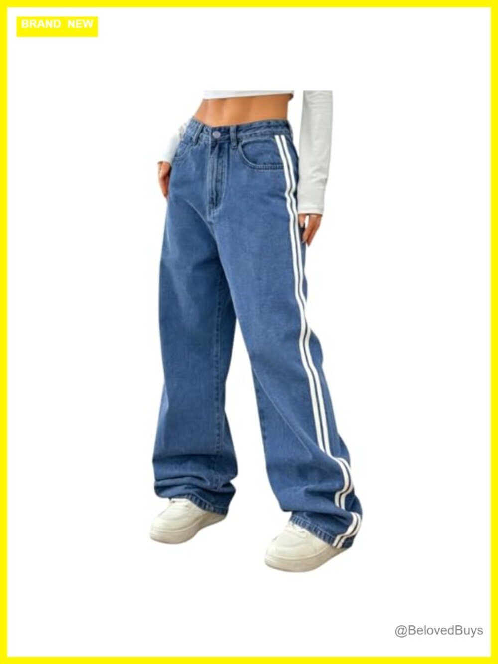 Petite Straight Leg Jeans Women Y2K Striped Denim Pants High Rise Loose Fit